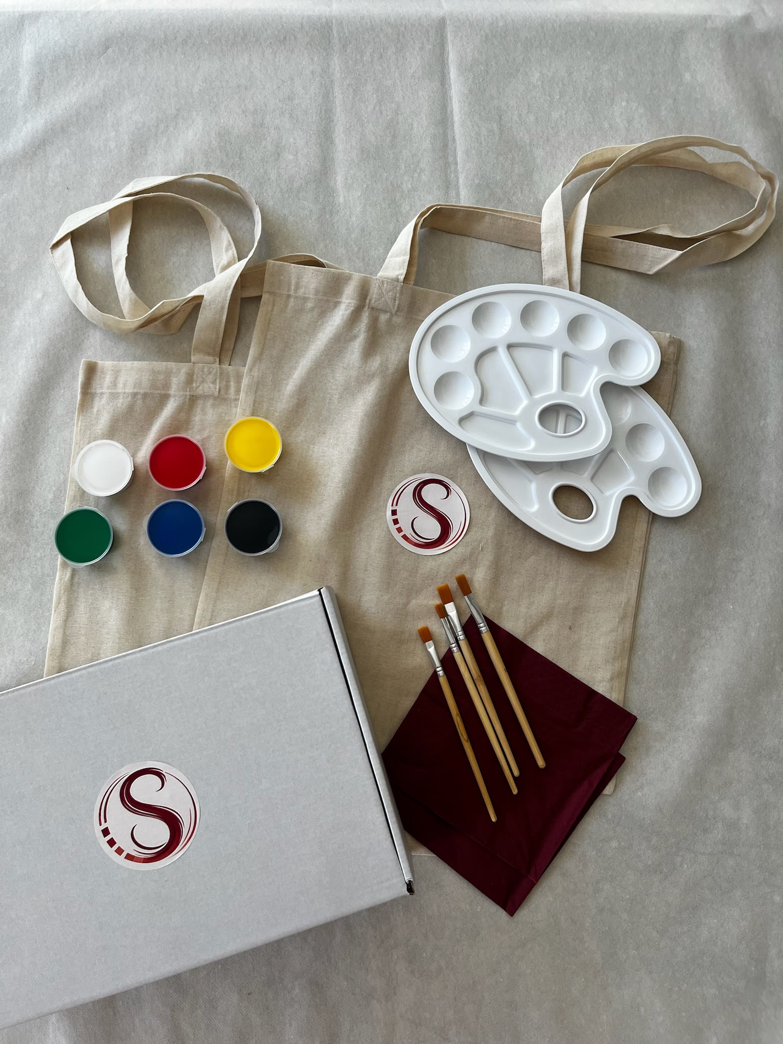 schilderset totebag van studio sorelle in box